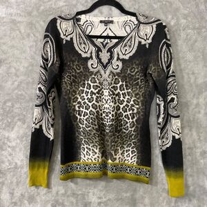 Etro Silk Cashmere blend sweater animal print Size 4/US- S Made in Italy